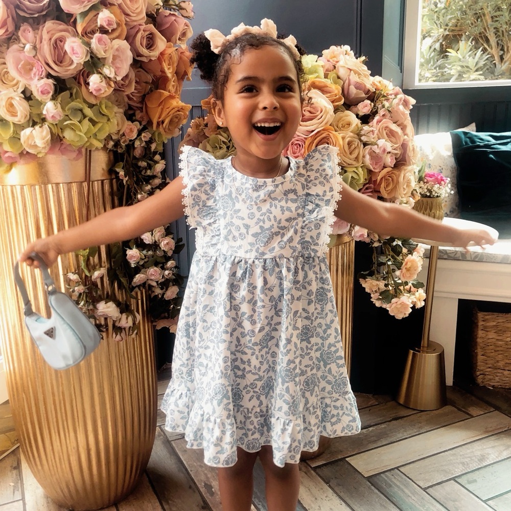 Floral Blue and White Dress